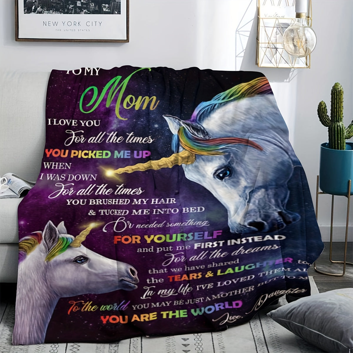 Rainbow Pony Blanket Gift For Mom From Daughter