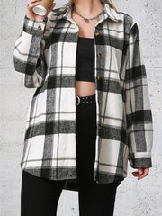  Plaid Long Sleeve Flannel Shirt Women's Casual Lapel Collar