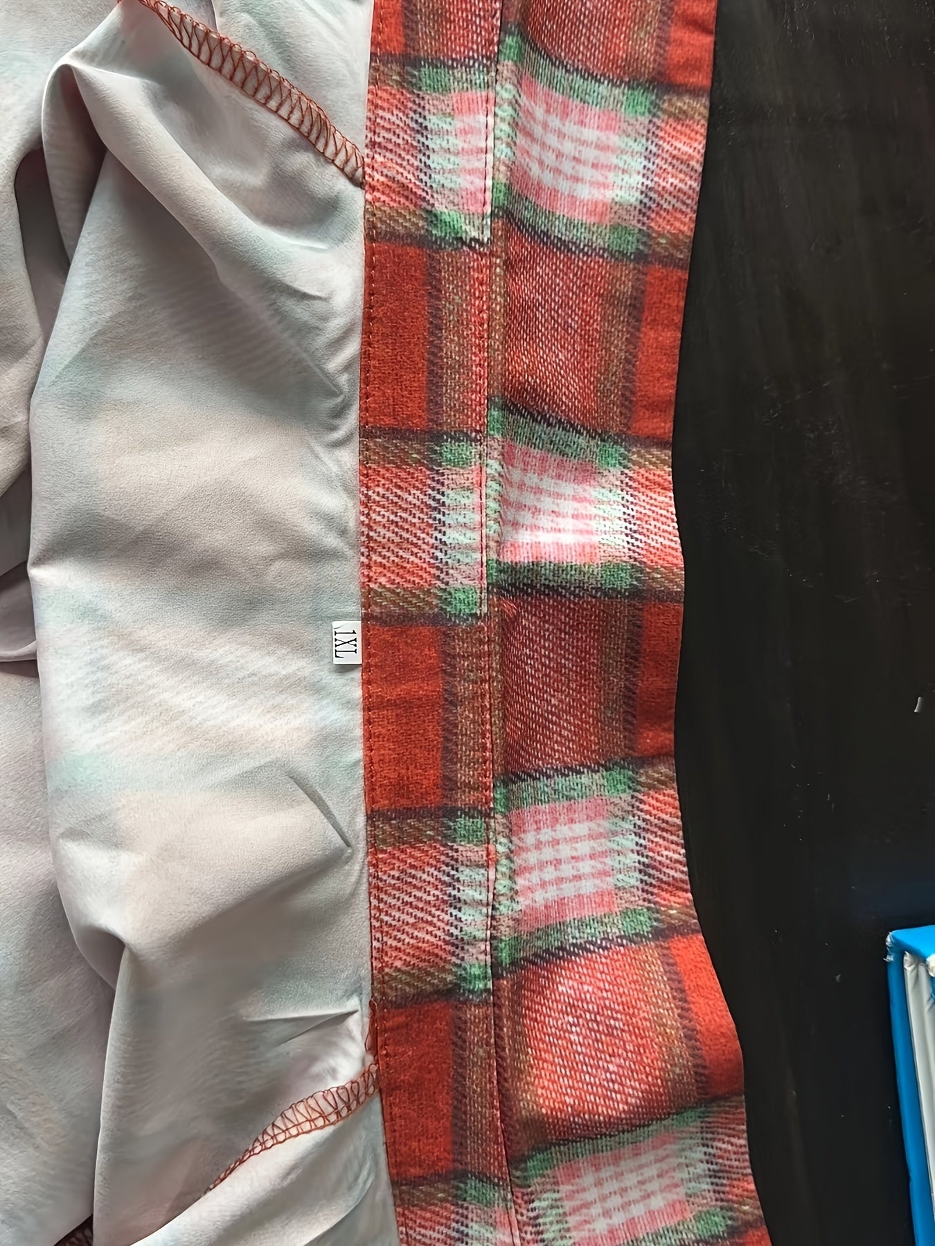  Plaid Print Long Sleeve Button Up Collar Tunic Shirt