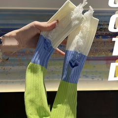 Colorblock Ripped Socks All-match Women's Stockings