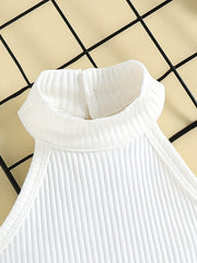 Girl's Ribbed Halter Top & Shorts Set for Summer