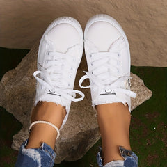 Women's Canvas Lace Up Mule Sneakers Lightweight & Comfortable Shoes