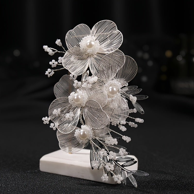 Bridal Wedding Headband Flower Faux Pearl Hairpin Hair Accessories