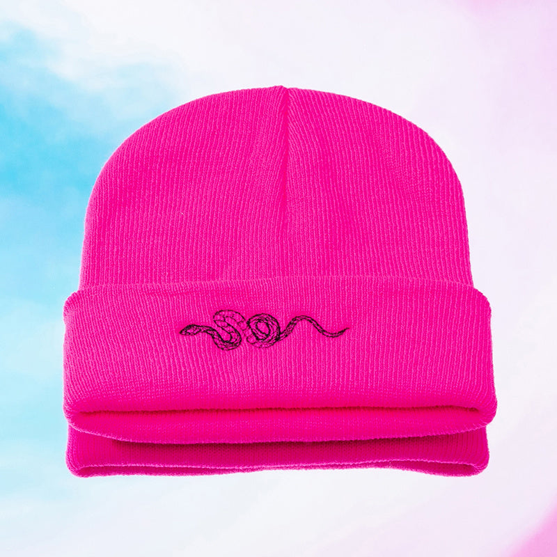 Snake Embroidered Beanie Hat for Women Christmas Gift