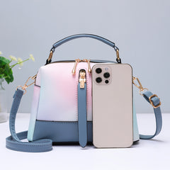 Ombre Square Crossbody Bag Zipper Women's Small PU Leather Purse