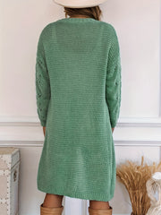  Retro Cardigan Solid Long Sleeve Open Front