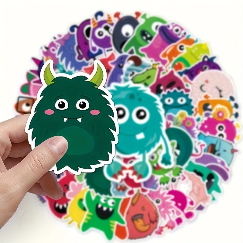 50pcs Little Monster Vinyl Stickers - Fun Cartoonish Designs