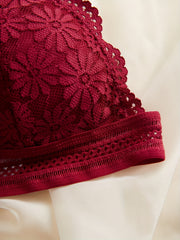 3pcs Lace Bralettes Scallop Trim Bra Women's Lingerie