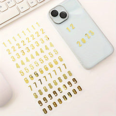 8 Sheets Golden Small Number Stickers 0-9 Self Adhesive for Graduation Cap DIY