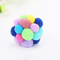 Colorful Plush Ball Cat Toy with Bell - Assorted Varieties