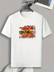 Men's Spooky Season Print T-shirt Crew Neck Tee