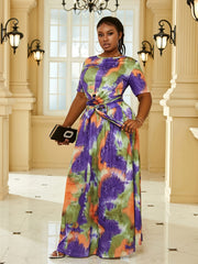  Tie Dye Crop Top & Maxi Skirt Set