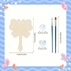 12pcs Wooden Mirrors Craft Set - Paintable Handheld Art Mirror