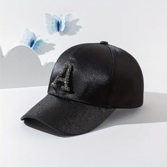 Rhinestone R Sparkle Baseball Cap Vintage Sunscreen Dad Hat