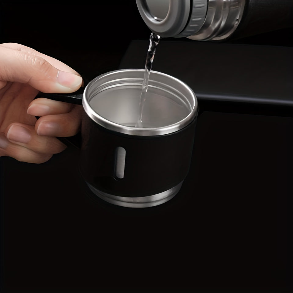 500ml Stainless Steel Water Cup w/ Teacup Lid, Leakproof & Insulated