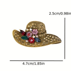 Sun Hat Rhinestone Brooch Wedding Coat Pin