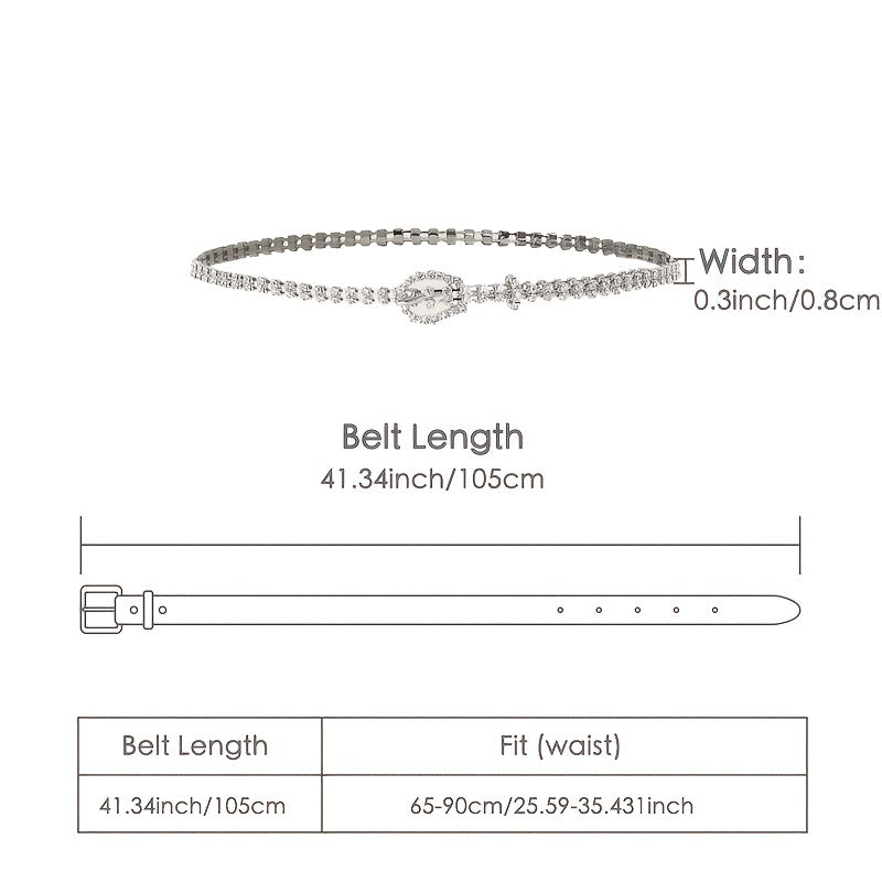 Rhinestone Glitter Waist Chain Sparkle Belt with Buckle