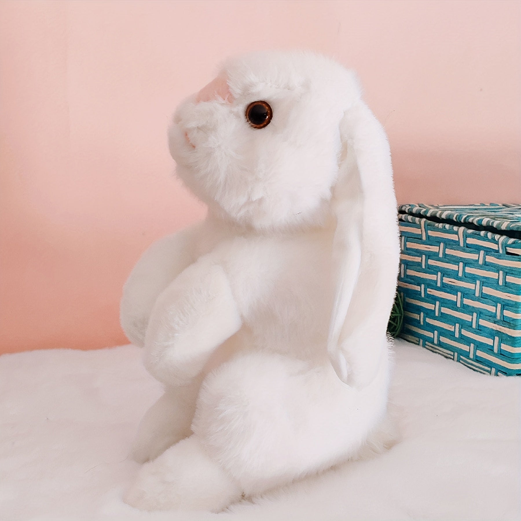 Soft Plush Bunny Stuffed Animal Toy & Brown Rabbit with Brown Ears