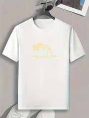 Bear Silhouette Print Men's Graphic t shirt Casual Comfy Tees For Summer