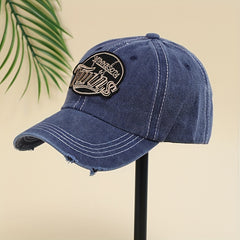 Vintage Ripped Embroidery Baseball Cap Cotton Label Patch Sports Hat