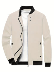 Men's Stand Collar Windbreaker Zip Up Jacket