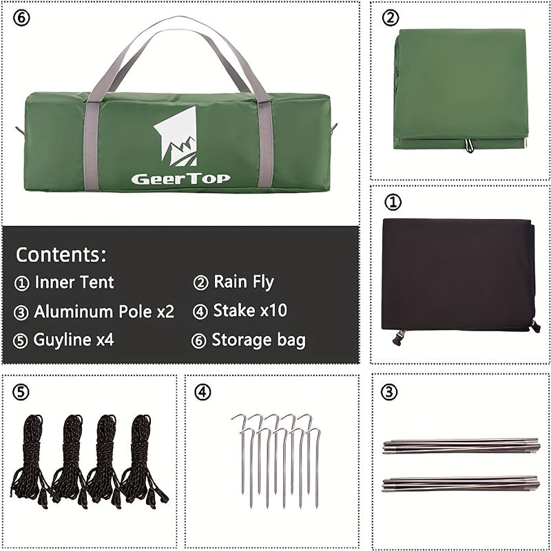 2-Person Lightweight Backpacking Tent with Awning Vestibule