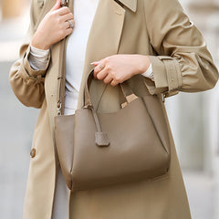 Light Cowhide Handbag Large Capacity Crossbody Bag - Women's Bag