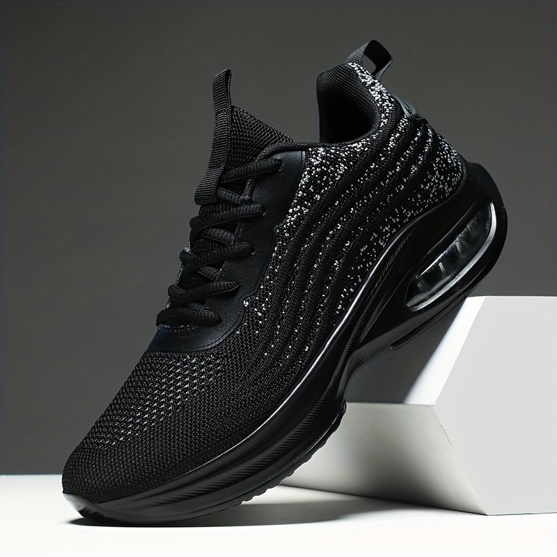 Men's Knit Air Cushioned Lace Up Casual Shoes Lightweight Non Slip Sneaker