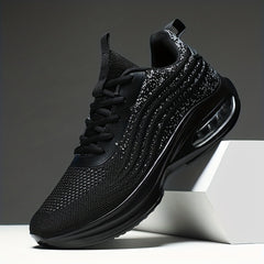 Men's Knit Air Cushioned Lace Up Casual Shoes Lightweight Non Slip Sneaker