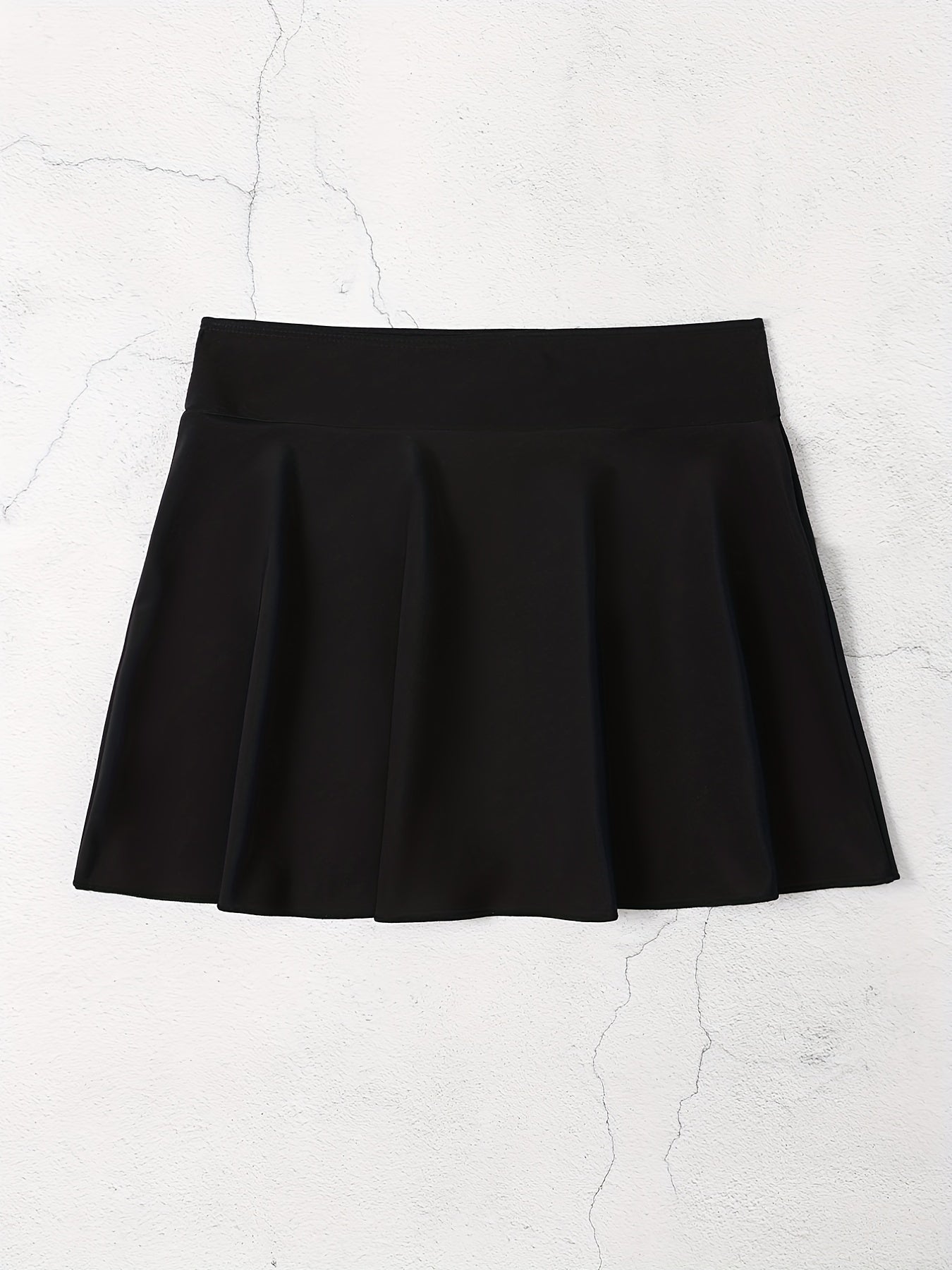 Solid Flare Cover Up Skirt High Stretch Elastic High Waist