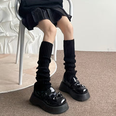 2 Pairs Rib Knit Leg Warmers Lolita Knee High Socks All-match Women's Stockings