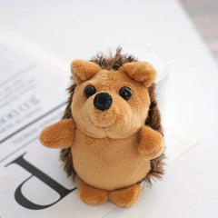 2pcs Hedgehog Plush Toys Keychain Soft Stuffed Animals Beige & Brown
