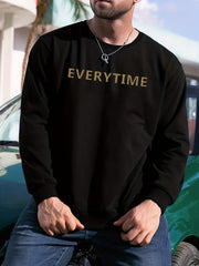 EVERYTIME Print Sweatshirt Men's Casual Graphic Crew Neck Pullover Sweatshirt