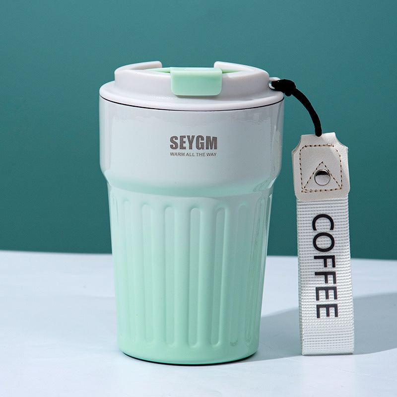 Portable Stainless Steel Coffee Mug Striped Business Office Mug