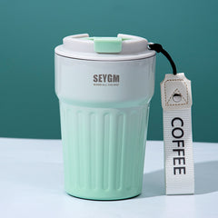 Portable Stainless Steel Coffee Mug Striped Business Office Mug