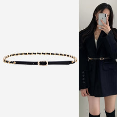Women's Thin Waist Chain Metal Belt for Dress