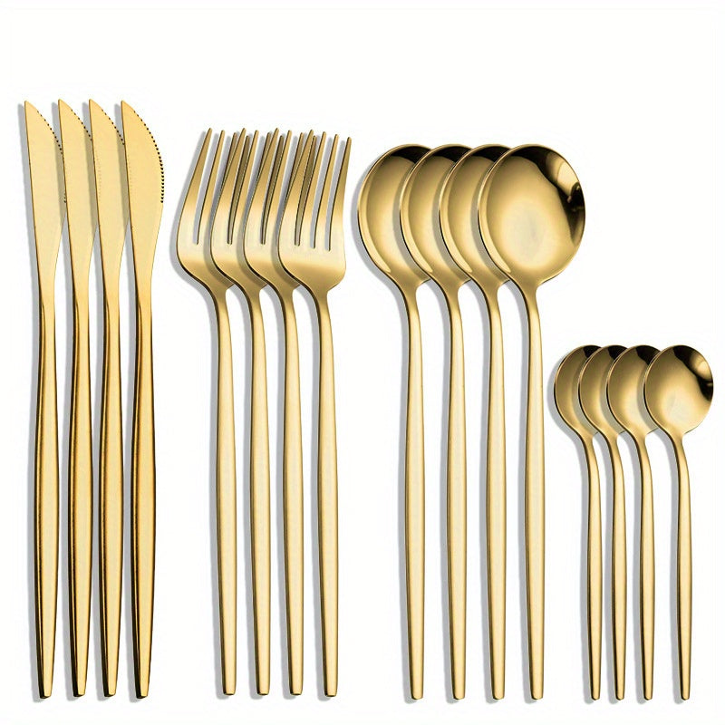 16pcs Stainless Steel Portuguese Steak Fork Spoon Set
