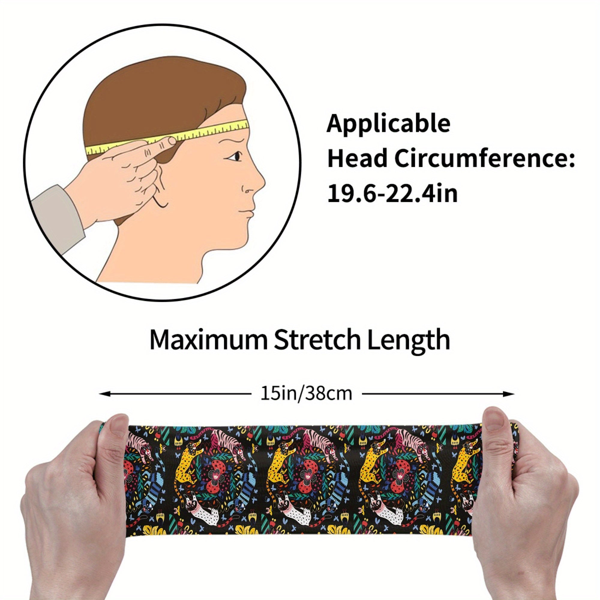 Skull & Floral Print Headband Yoga Sweatband