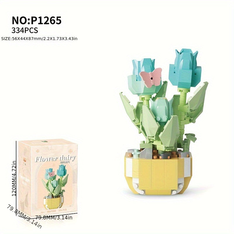 360pcs Celestial Starlight Potted Building Blocks Flower Assembled Toy