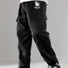 Classic Drawstring Cargo Pants Men's Loose Straight Leg