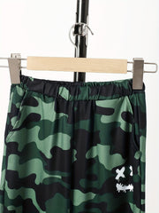 Camouflage Boy's Hoodie & Sweatpants Set Funny Face Print Street Style