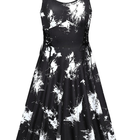  Tie Dye Lace Up Cami Dress