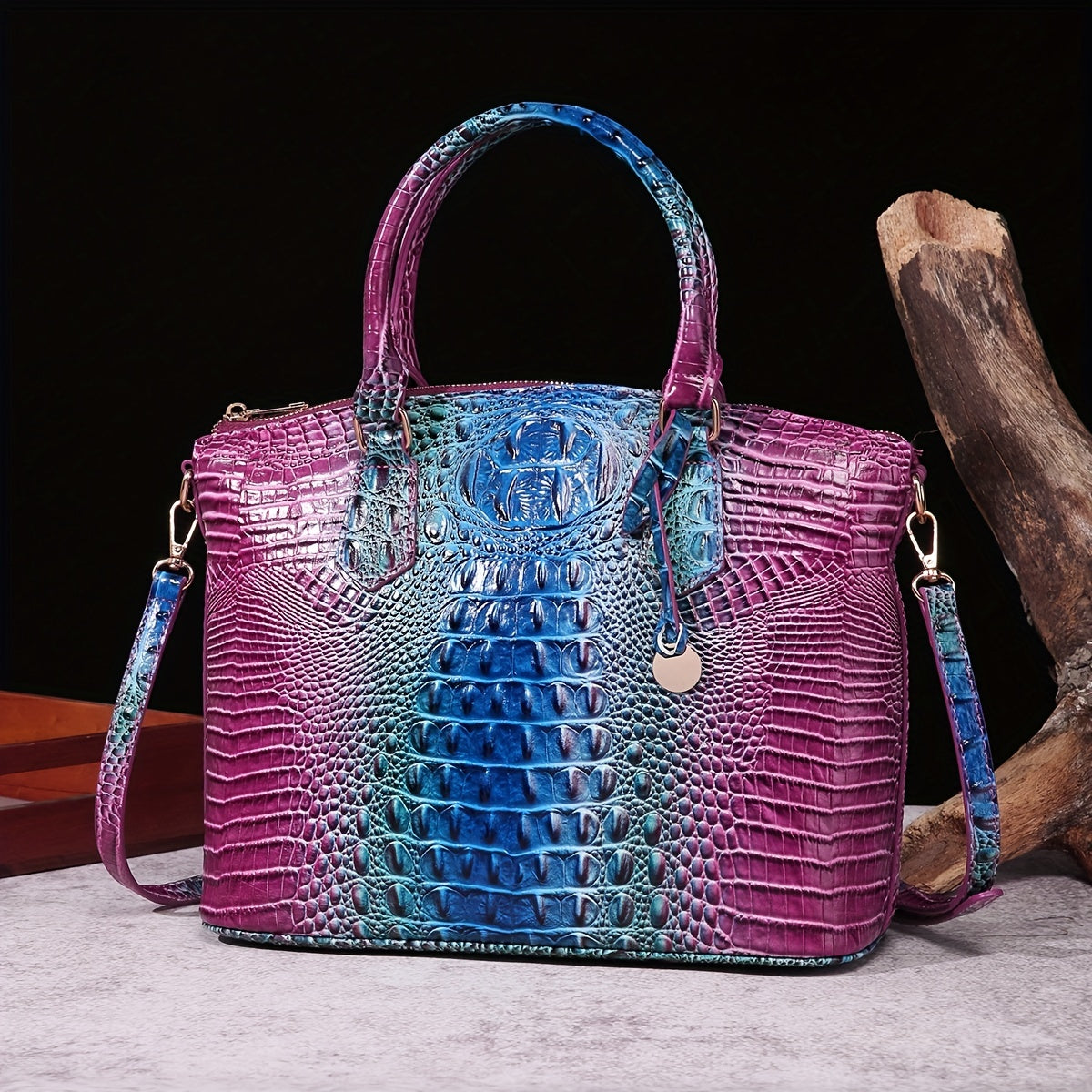 Crocodile Pattern Tote Bag PU Leather Shoulder Bag