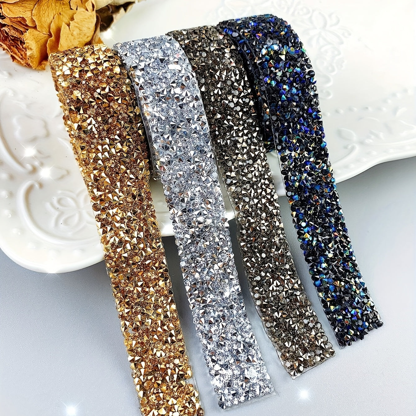 1yard Self Adhesive Crystal Rhinestone Ribbon Sticker Roll