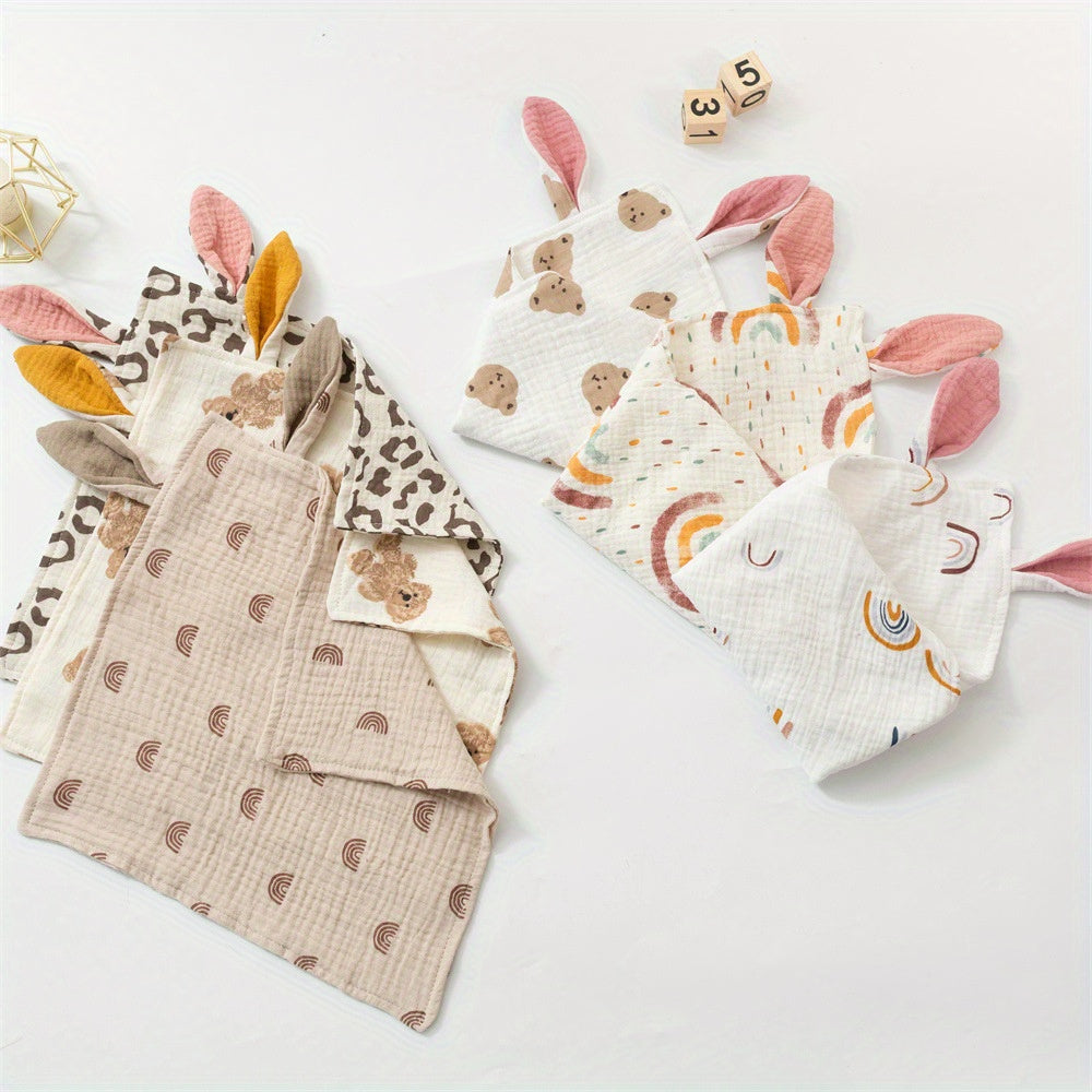 2pcs Baby Rabbit Ear Cotton Towel Newborn Burp Cloth Set 6-12 Months