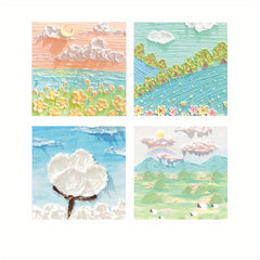 50 Sheets Painting Series Sticky Notes Student Portable Memo Pad