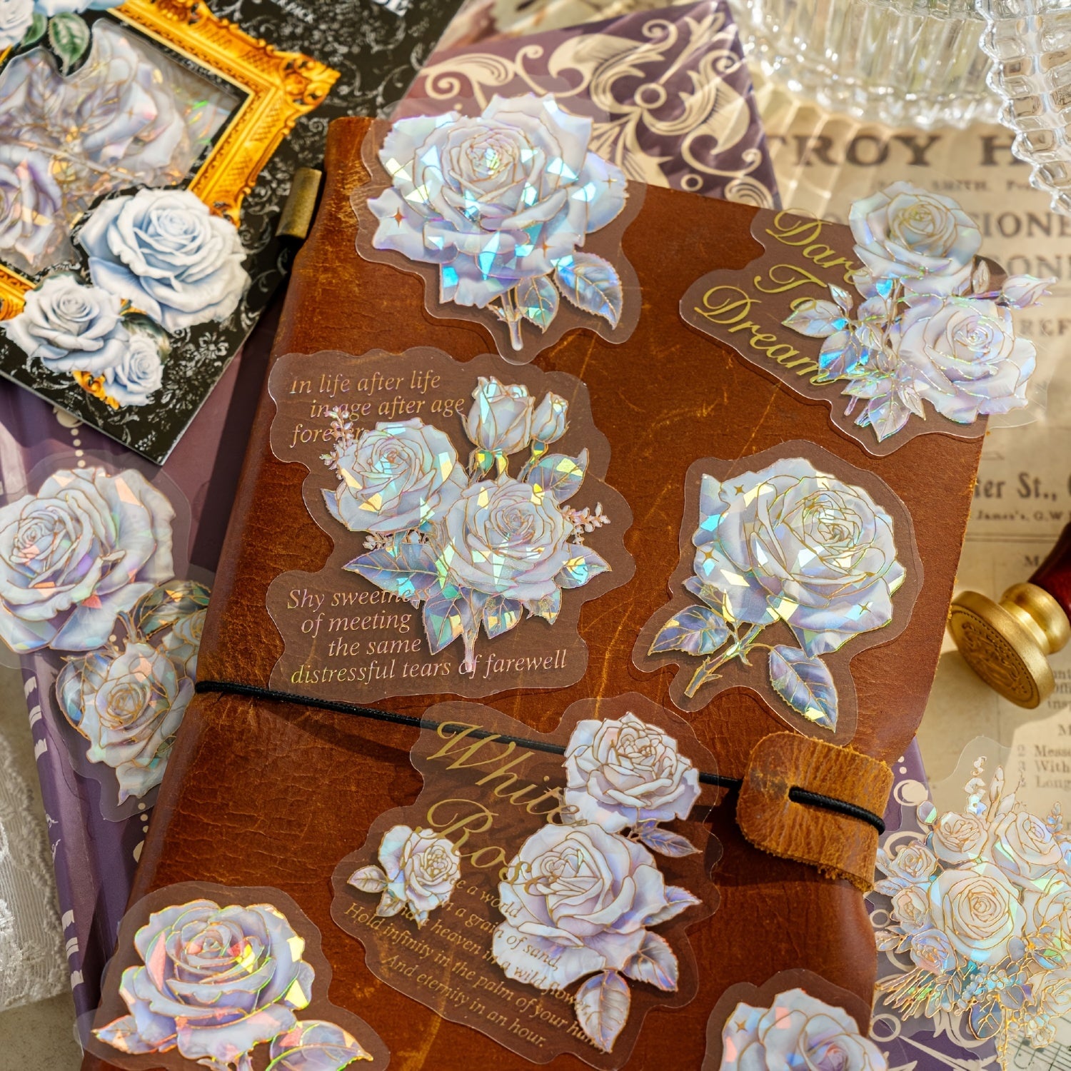 20pcs Rose Flower Gift Series Sticker Pack DIY Decorative Stickers