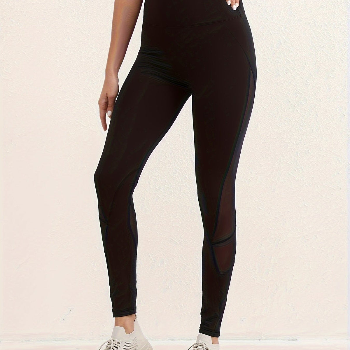 Mesh Contrast High Waist Yoga Pants