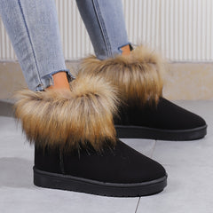 Women's Faux Fur Decor Solid Snow Boots Plush Furry Thermal Snow Shoes