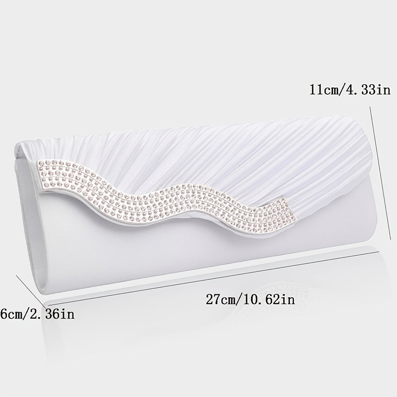 Ruched Rhinestone Evening Bag Clutch Banquet Wedding Dinner Bag